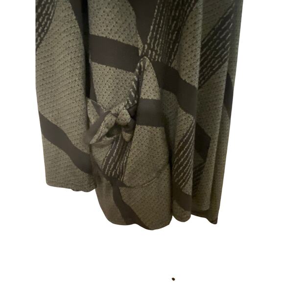 Yushi Lagenlook Asymmetrical Tunic Top Green Black Cowl Neck Pocket Medium Large - Picture 3 of 9